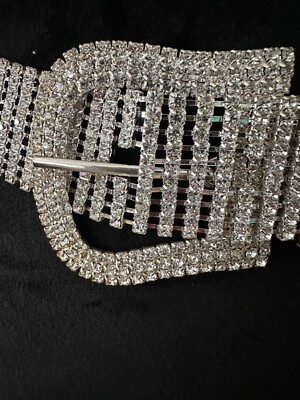 Vintage Rhinestone Belt Silver Diamond Silver Rhinestone Belt Western Cowgirl Cowboy Belts Vintage  main image 4