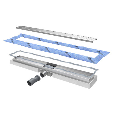 SAXOBOARD  Duschrinne ultraflach Edelstahl mit Cover geschlossen oder befliesbar
