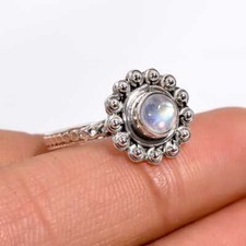 Rainbow Moonstone925 Sterling Silver Statement Ring, Oxide Antique Handmade Ring