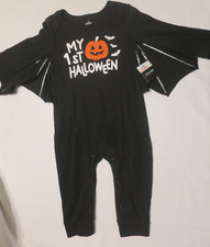 NEW Pumpkin Face on "My 1st Halloween" Costume Bat Suit / Sleeper size 18M
