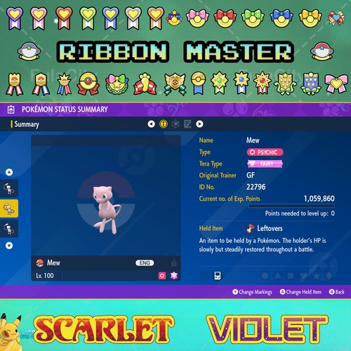 RARE 8F Glitch Mew ✨ Shiny Mew 💎 Ribbon Master 💎 Pokemon Scarlet Violet - 第 2/20 張圖片
