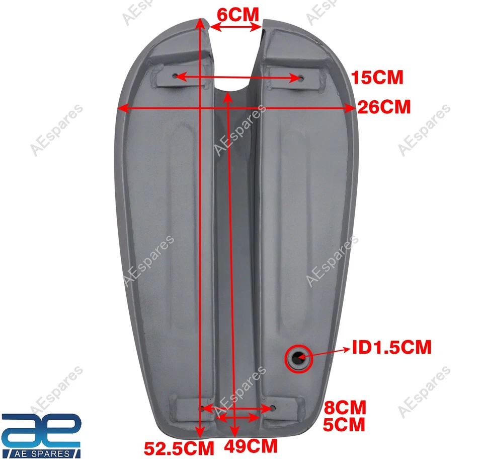 Fits Ariel Red Hunter Nh 350 1956 Fuel Petrol Gas Tank Steel Primer Coated @US - Image 2 of 4