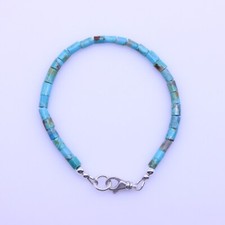 5-6mm Blue Green Natural Kingman Arizona Turquoise Gemstone Beaded Boho Bracelet