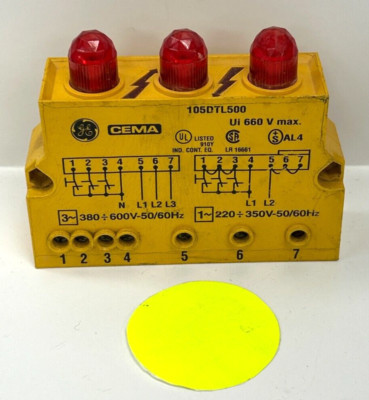 GENERAL ELECTRIC CEMA POWER SUPPLY SIGNALLING DEVICE 105DTL500  660 V MAX