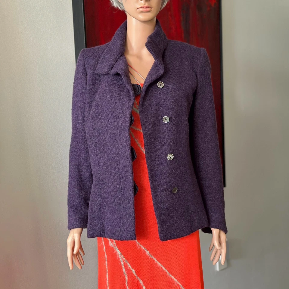 Blazer vintage HERMES lana morada con 4 botones Foto 3 de 4