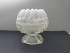 Vtg Northwood Footed Rose Bowl Ribbed Optic Opalescent Depression Glass
