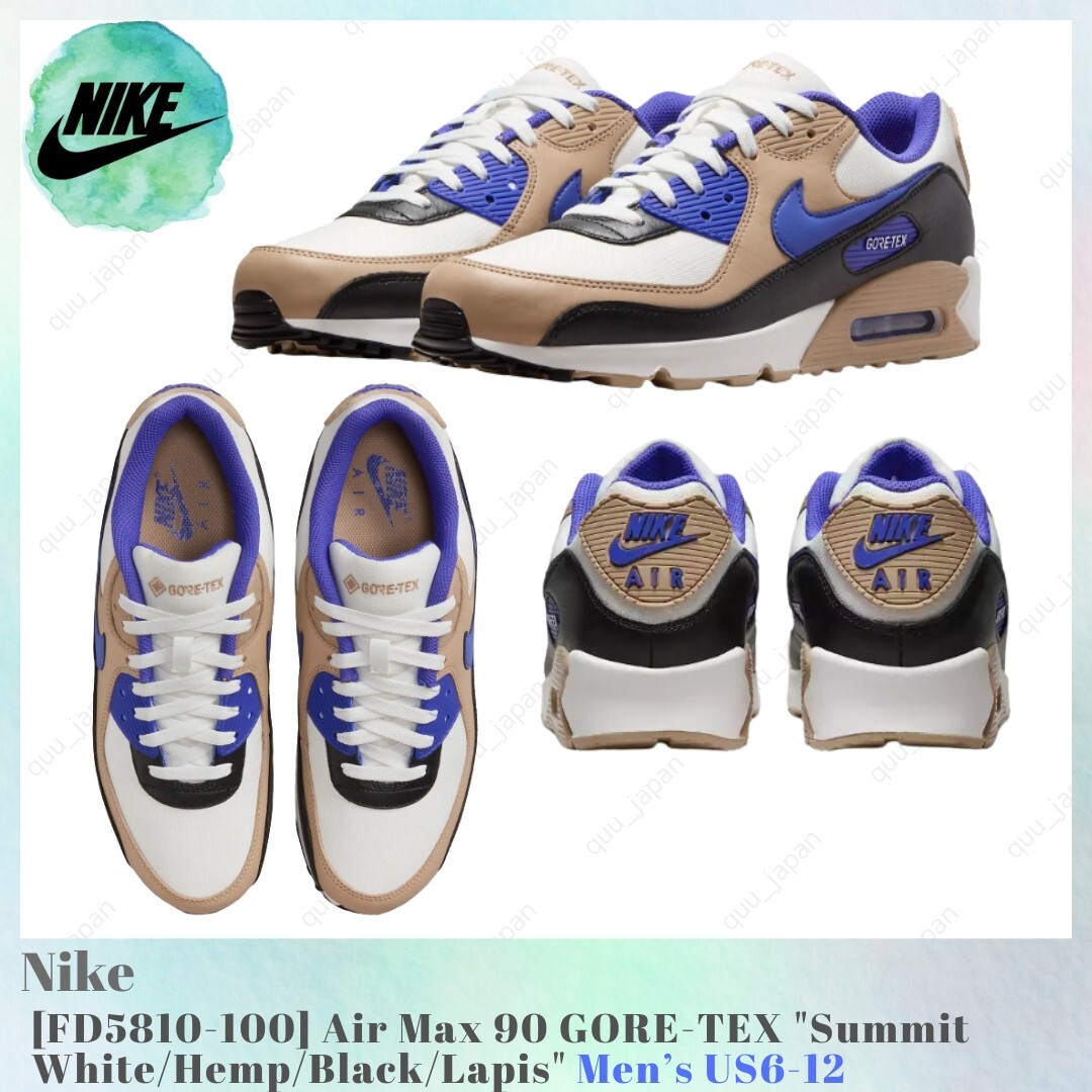 Nike‎ Air Max 90 GORE-TEX White/Lapis/Black (FD5810-100) Size- 10.5 Men\'s Nike Air Max 90 Gore-Tex Shoes White Lapis Hemp Black FD5810  main image 4