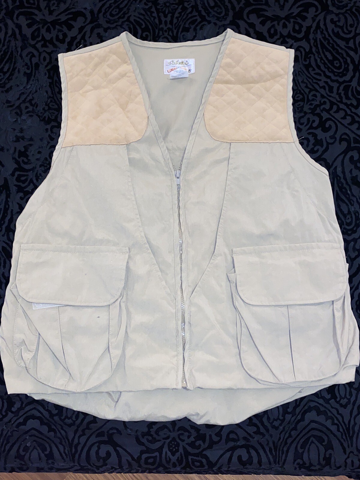Vintage Cabelas Safari Vest Mens Large Tan Hunting Utility Photographer Vest