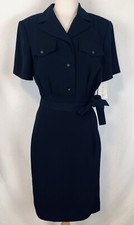 Liz Claiborne Black Wrap Dress Size 12 Short Sleeve 80’s Career Tie Waist NWT