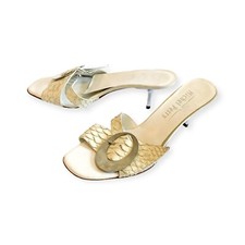 Michel Perry white snake slide, metal buckle, 38EU, Vintage 90s
