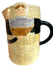 Vintage Shafford Folk Craft Handpainted Measuring Cup / Jug Country Kitchen