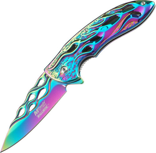 Mtech Rainbow Flame Assisted Linerlock Folding Pocket Knife A822rb