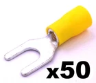 50x Yellow 6mm Insulated Fork Crimp Connector Terminals Electrical Cable/ Wiring