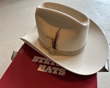 Vintage Stetson 5X Beaver Braided Feather Western Cowboy Hat, 7 1/8, NOS