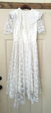 VTG Gunne Sax Jessica McClintock Lace Dress Wedding Gown Prairie Victorian 7/8