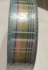 NEW Members Mark Premium Wired Ribbon . 1.5  x 50 Yards. Pink  White Stripes