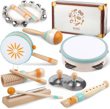 Toddlers Musical Instruments-Baby Montessori Wooden Musical Toys for Toddlers 1-