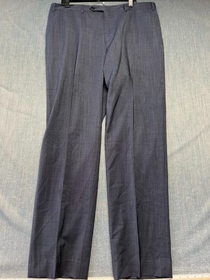 Canali Men's Dress Pants Size 38 Grey Trousers Flat Front Luxury 100% Wool