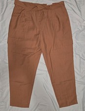Nine West Relaxed Tapered Belted Utility Dress Pants XXL NWT Mocha