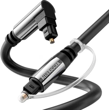 Bluerigger Optical Audio Toslink Cable - 15FT (90 Degrees Optical Cable for Soun