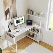 Computer L Shaped Desk with Shelves 47 Inch, Reversible L-Shaped Corner Desks...