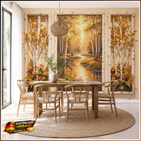 Fototapete Wandbild Herbstlicher Birkenwald 450X315Cm Vliestapete