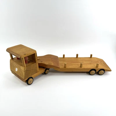 Holz LKW mit Anhänger | Naturholz Spielzeug | 60 cm | VTG Transporter Motorik - Bild 1 von 4