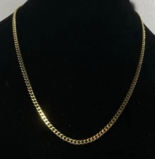 Stainless Steel Cuban Curb Chain 14k Gold Plated Unisex Necklace 3.5MM 20 Inch