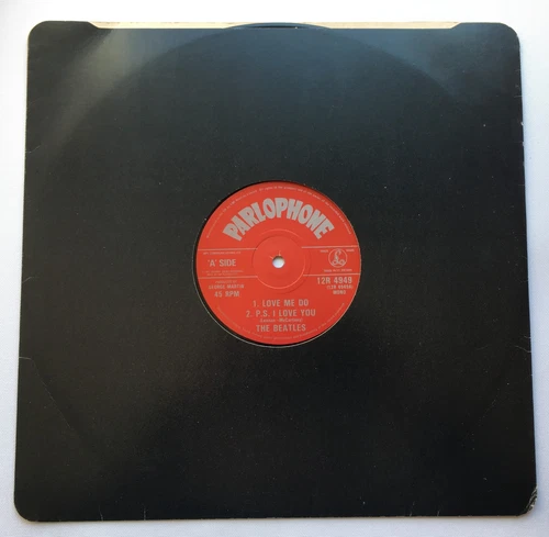 THE BEATLES "LOVE ME DO" 1982 12" SINGLE IN PROMO PRE-RELEASE BLACK DIE CUT SLV
