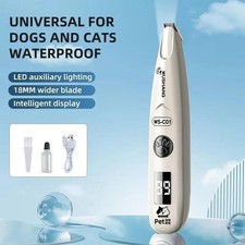 Pet Dog Electric Groomer Trimmer LED Waterproof Low Noise Cat Dog Paw Face Hair