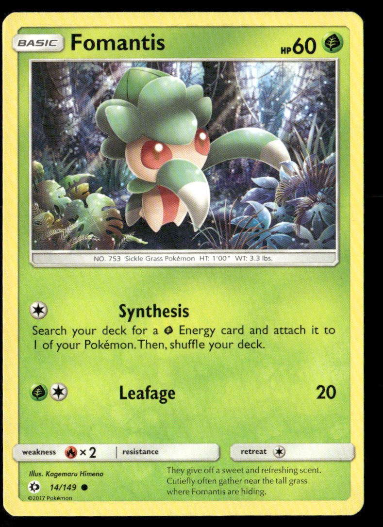 Fomantis SM Base Set 14/149 Common Pokemon Near Mint