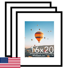 JCJMY 16x20 Picture Frame Set of 3 w/ Mat for 11x14 Photo Display Black