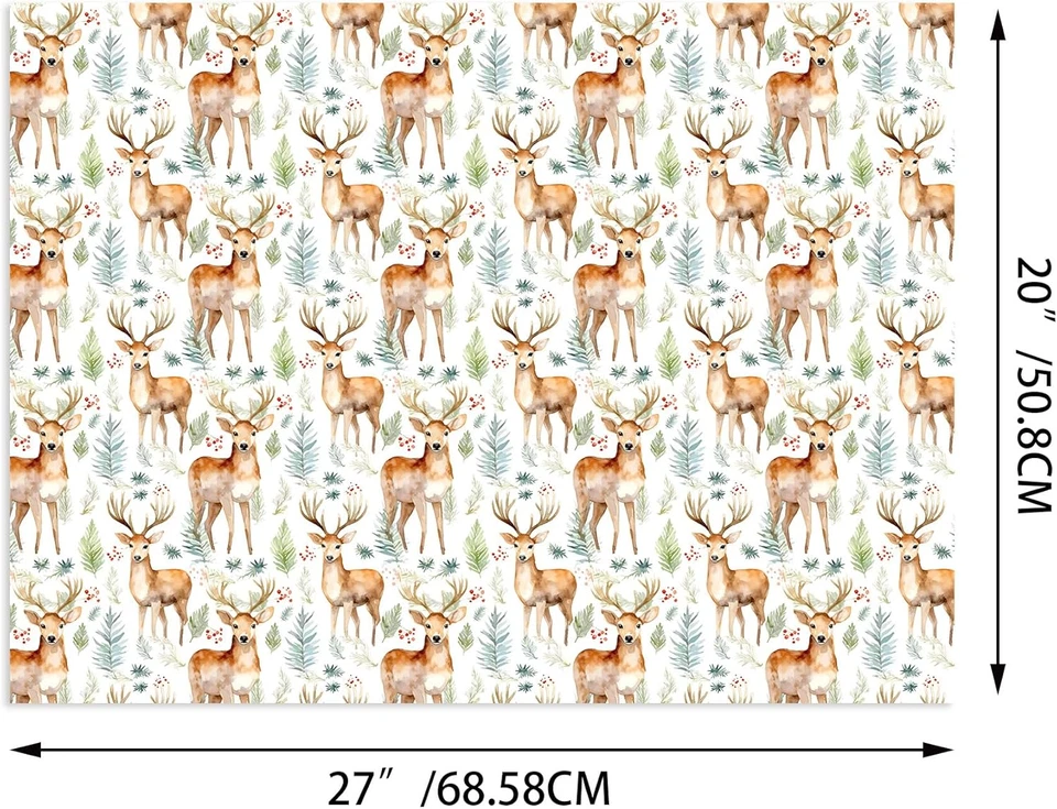 12 Sheets Woodland Christmas Animal Gift Wrapping Paper, 4 Vintage Designs (Deer - Image 4 of 4