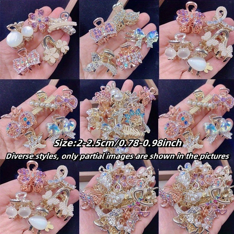 10Pcs Random Sparkly Rhinestone Pearl Claw Clips Assorted Hair Clamps for Women - Image 4 of 4