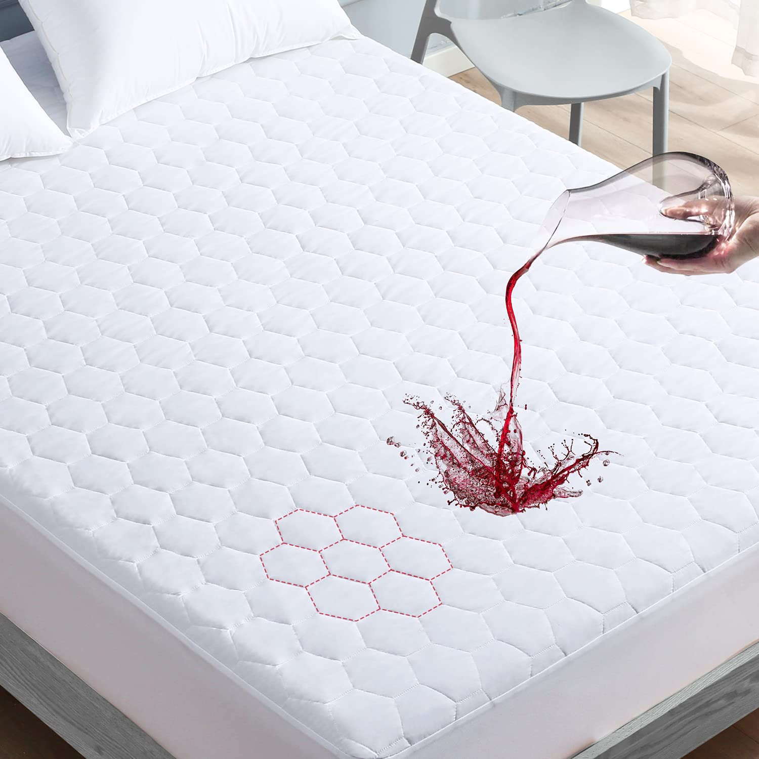 Waterproof Twin XL Mattress Protector Soft Breathable Quilted Bed Cover