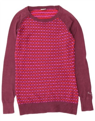 Puma Damen-Pullover mit U-Boot-Ausschnitt UK 8 Small lila geometrisches Muster Baumwolle DD03