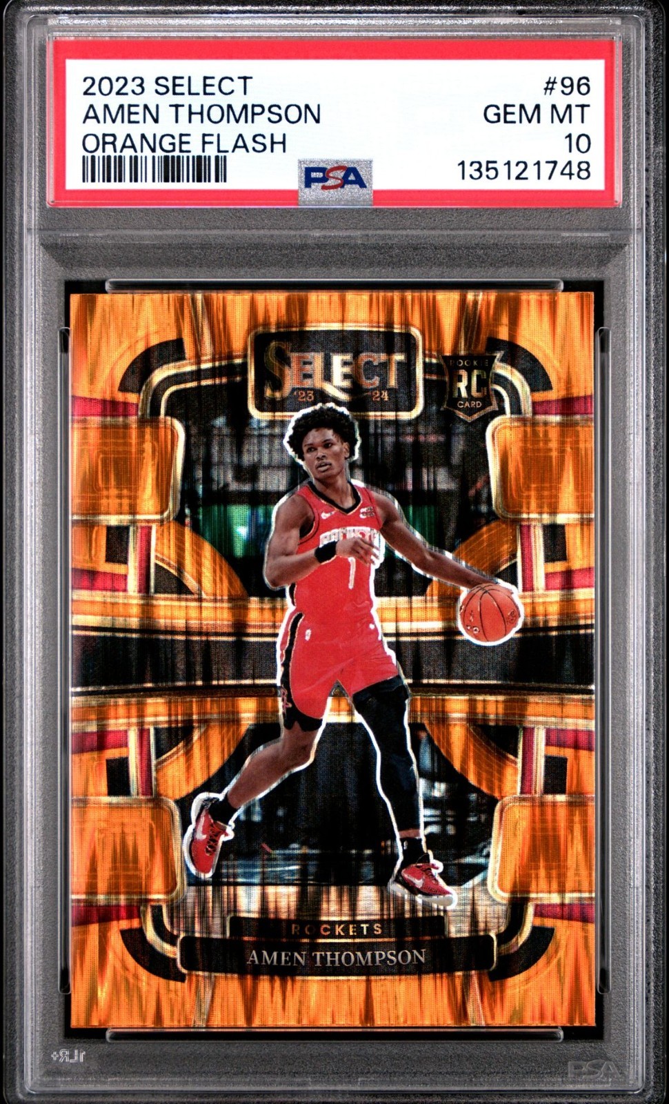 2023-24 Panini Select Amen Thompson RC Orange Flash #96 PSA 10 Gem Mint