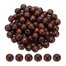 14mm Wooden Beads for Craft Making, 100 Pcs Loose Spacer Beads, Brown