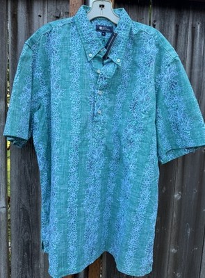 NWT Reyn Spooner Men's Teal Hawaiian Shirt Cotton Blend XL