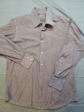 BOSS By Hugo Boss Mens Button Down Shirt 16 32-33 Brown Striped