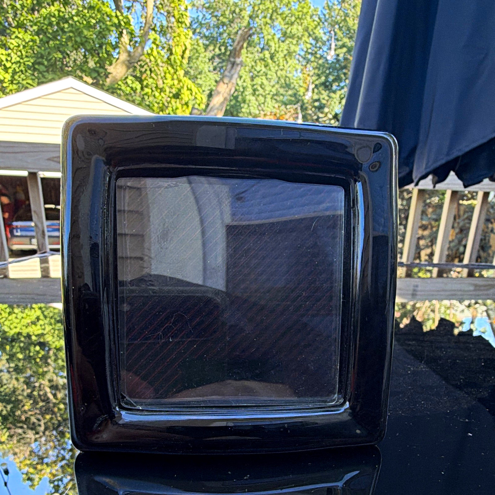 Mikasa Black Square Ribbed Glass Decorative Frame Japan