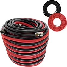 30 Foot Air and Fluid Hose Assembly Set with Fittings for Spray Black, Red 