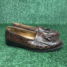 $900 Mezlan Full Genuine CROCODILE ALLIGATOR Shoes Tassel Loafers 8 M
