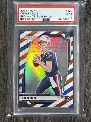 2024 Panini Prizm - Rookies Drake Maye #329 Red White & Blue Prizm (RC) PSA 9
