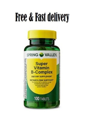Spring Valley Super Vitamin B-Complex Tablets Dietary Supplement, 100 Count