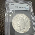 Peace Silver Dollar 1924 - 90% Silver Verified - ICG S$1