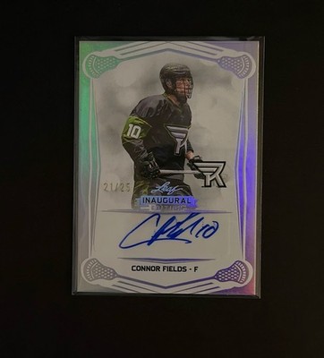 Connor Fields 2025 Leaf Inaugural NLL Autograph Silver Pillar Holo # BACF1 21/25