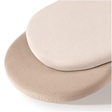 Muslin Bassinet Sheets for Babies Soft Breathable 100 Cotton Fitted Shee...