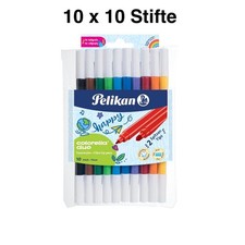 10x Pelikan, 10 obrazów do malowania włókien Colorella Duo (1, 10 kolorów etui) - łącznie 100