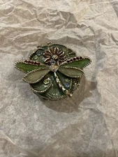 MONET "Purple Dragonfly" Collectible Enamel Keepsake Trinket Box With Flowers